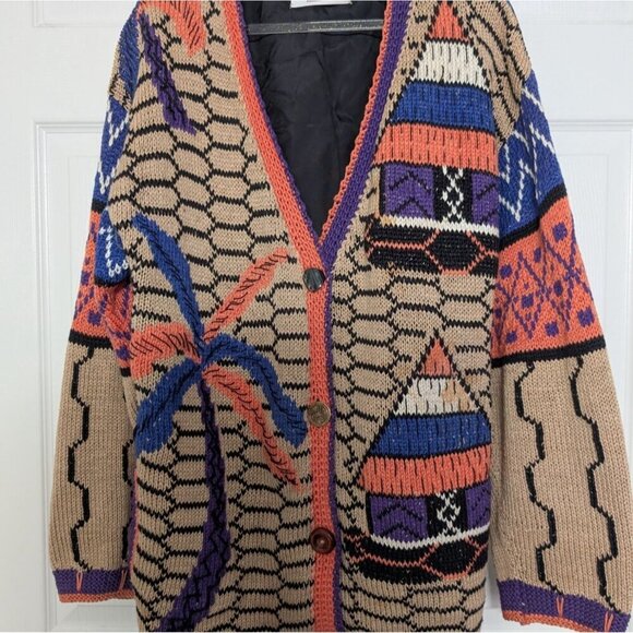 Alfonso Pozo for Globetrotter Hand Knit Cardigan Womens Size XL Tribal Ethnic - Picture 2 of 13